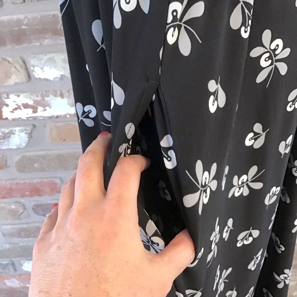 ANNE KLEIN Women's Black & Gray Floral Sleeveless Waist Defining Midi Sundress - Picture 5 of 6